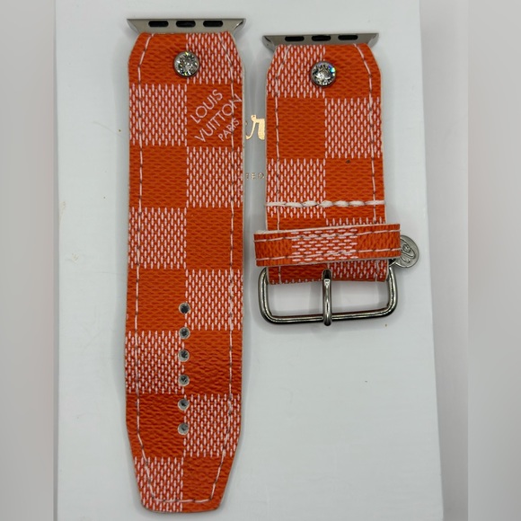 Sparklbands Accessories - LV Damier Couleurs in Orange with Logo Apple Watch Sivella Sparklband